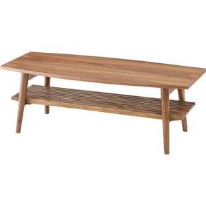 木製折りたたみテーブル(フォールディングテーブル アポロ) 木製 棚収納付き 木目調 NET-614WAL - 拡大画像