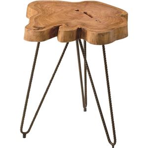 サイドテーブル(ムク) 木製/スチール TTF-185 - 拡大画像
