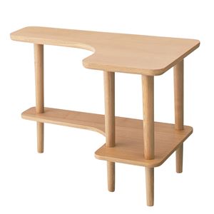 北欧調サイドテーブル/デザインミニテーブル 【幅80cm ナチュラル】 木製 棚付き NYT-781NA 商品画像