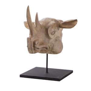 木彫りアニマルヘッド/インテリアグッズ 【TTZ-361A】 幅30cm×奥行40cm×高さ42cm 木製 〔オブジェ ディスプレイ用品〕