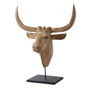 木彫りアニマルヘッド/インテリアグッズ 【TTZ-361D】 幅60cm×奥行30cm×高さ48cm 木製 〔オブジェ ディスプレイ用品〕
