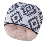 オルテガ柄 フットクッション/防寒グッズ 【ブラック×ホワイト】 幅40cm×奥行35cm