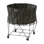 フォールディングバスケット/ランドリーバスケット 【グリーン】 直径46cm 折りたたみ式 キャスター付き
