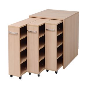 1cmピッチ隙間収納 収納BOX ロータイプ D59.5用 3連セット YHK-0209SET3-NA