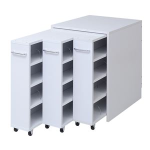 1cmピッチ隙間収納 収納BOX ロータイプ D59.5用 3連セット YHK-0209SET3-WH