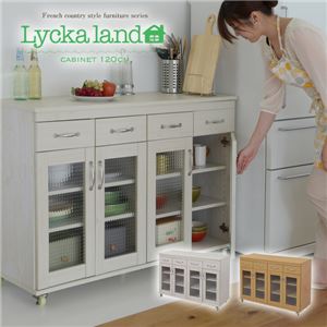 Lycka land キャビネット120cm幅 FLL-0005-WH ホワイト - 拡大画像