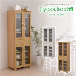 Lycka land 食器棚 60cm幅 FLL-0011-NA ナチュラル - 拡大画像