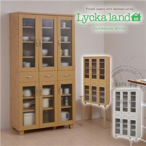 Lycka land 食器棚 90cm幅 FLL-0012-NA ナチュラル - 拡大画像