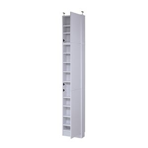 MEMORIA 本棚 棚板が1cmピッチで可動する 薄型扉付幅41.5cm 上置きセット ホワイト - 拡大画像