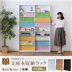 1cmピッチ 文庫本収納ラック 幅120cm 本棚 ワイド 高さ 180 センチ オープンラック 文庫本専用 棚位置 かんたん変更 目盛り付き ホワイト FRM-0010-WH