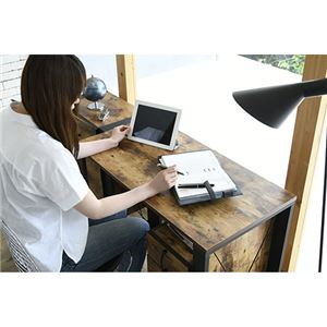 ブルックリンスタイル デスク 【幅90 奥行50 高さ74cm】 引き出し チェスト 付 パソコンデスク ワークデスク 書斎デスク ブラックブラウン ブルックリンスタイル デスク 【幅90 奥行50 高さ74cm】 引き出し チェスト 付 パソコンデスク ワークデスク 書斎デスク ブラックブラウン