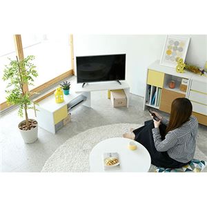 ハッピーカラフル テレビ台 32型 【幅80~138 奥行35 高さ40cm】 コーナー ローボード 伸縮 ロー コーディネイトしやすい シンプル家具 ホワイトナチラルイエロー ハッピーカラフル テレビ台 32型 【幅80~138 奥行35 高さ40cm】 コーナー ローボード 伸縮 ロー コーディネイトしやすい シンプル家具 ホワイトナチラルイエロー