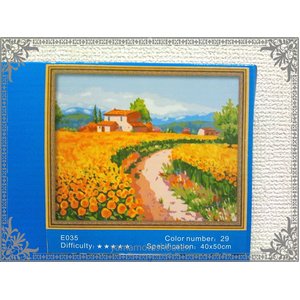 大人のぬり絵セット E035 全29色 《風景画・花畑》キャンバスサイズ40cm×50cm