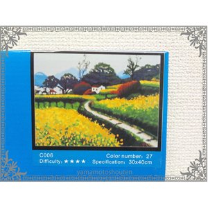 大人のぬり絵セット C006 全27色 《風景画・菜の花》キャンバスサイズ30cm×40cm