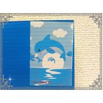 【誰でも画伯】ぬり絵セット K084 簡単レベル! 《イルカ》キャンバスサイズ15cm×20cm