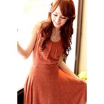 シースルーレースバック・ノースリーブワンピース /オレンジ