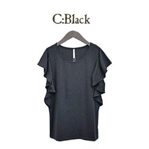 フレアフリル半袖Tシャツ＜2013春夏新作＞/ブラック