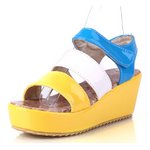 マルチカラーストラップ・厚底サンダル/黄色37サイズ