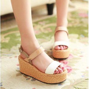 厚底ウエッジソール・サンダル/白35サイズ