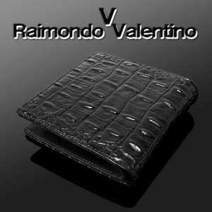 ◇迫力のあるクロコ型押し◇RaimondoValentino◇二つ折り財布◇/ブラック