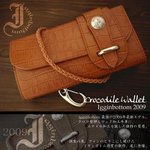 【ウォレットコード付き】IGGINBOTTOM・クロコ型押し本革・長財布【キャメル】