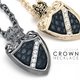 ラグジュアリーな大人アクセ♪　レザークラウンエンブレムネックレス/ゴールド×ブラック - 縮小画像1