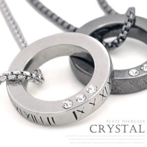 刻印がクールなオトナアクセ♪　ローマ数字リングネックレス/ロジウム