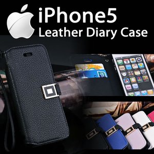 iPhone5 ケース 手帳 レザー ケース メタル カード入れ　スマートカバー ダイアリー アイフォン5/ピンク