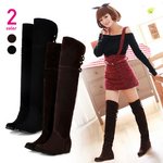 シークレットヒール・ベルベットニーハイブーツ/黒39