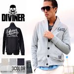 スウェットカーデ♪【DIVINER】ロゴ刺繍ショールカラースウェットカーディガン★大きいサイズ★グレイLサイズ