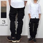 ZIP付きスキニーカーゴパンツ/ブラックLサイズ