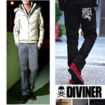 【DIVINER】スタースタッズクロス刺繍ツイルチノパンツ/グレーMサイズ