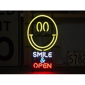 ネオンサイン【SMILE & OPEN】スマイル＆オープンック＆ワイン - 拡大画像