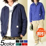 メンズ 綿ポリナイロン コーチジャケット★ ステンカラー ブルゾン スウィングトップ/ネイビーLサイズ