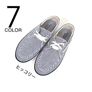 キャンバスデッキシューズ/ヒッコリー25.5サイズ