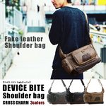 本革のような加工で高級感を持たせました！DEVICE BITE ショルダーバッグ/ダークグリーン