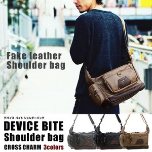 本革のような加工で高級感を持たせました！DEVICE BITE ショルダーバッグ/モカ