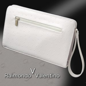 上品なオーストリッチ型押し◇RaimondoValentino◇セカンドバック/ホワイト
