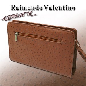 上品なオーストリッチ型押し◇RaimondoValentino◇セカンドバック/ブラウン