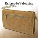 上品なオーストリッチ型押し◇RaimondoValentino◇セカンドバック/キャメル