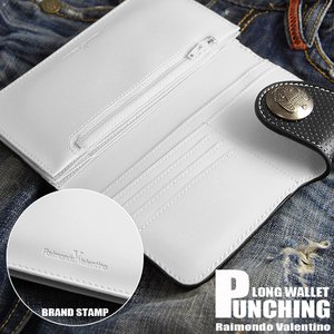 『Raimond Valentino』パンチング加工♪デザイン性、機能性◎バイカーズロングウォレット/ホワイト
