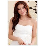 大きいサイズ有り/レースベアトップ・チュールパーティードレス 白色XXLサイズ