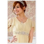 大きいサイズ有り/ビジュー付マキシ丈パーティドレス 杏色XXLサイズ