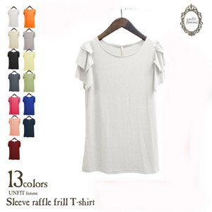 袖ラッフルフリルTシャツ/オフホワイト