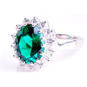 豪華な緑のエメラルド925純銀リング・デザインジュエリー/リングサイズ12