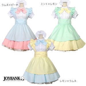 スウィートフェアリー メイド服セット3color/ラムネ×ピーチリボンLサイズ - 拡大画像