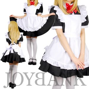 《大きいサイズ》正統派☆ベーシックスタイルのリボンメイドワンピース/ブラック3L - 拡大画像