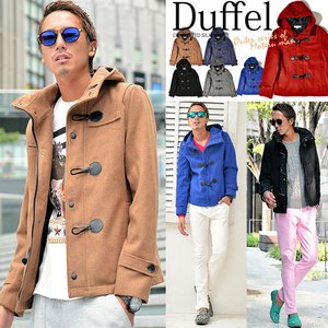 ウールメルトンショート丈ダッフルコート/ネイビーLサイズ