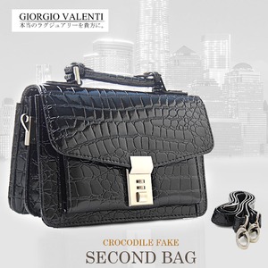 セカンドバッグGIORGIO VALENTI　エナメルクロコのリアルな型押し
