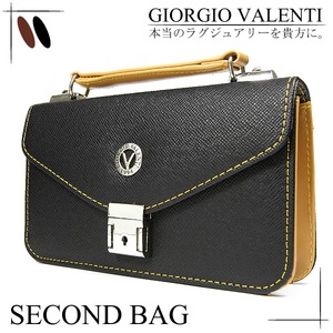 GIORセカンドバッグGIO VALENTI　ジョルジオ バレンチ　ツートンカラーミニセカンド/ブラウン
